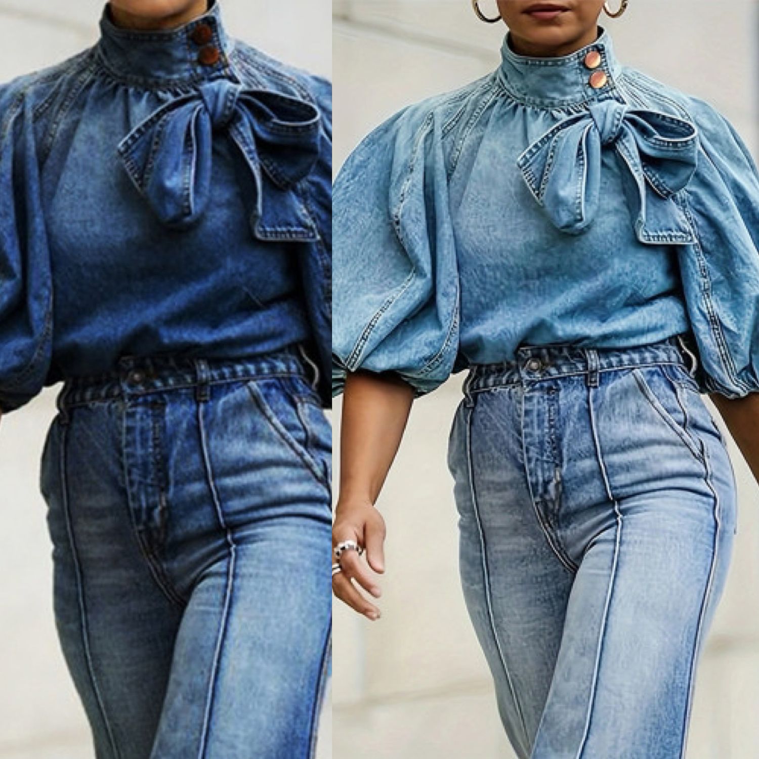 Denim Bow Top