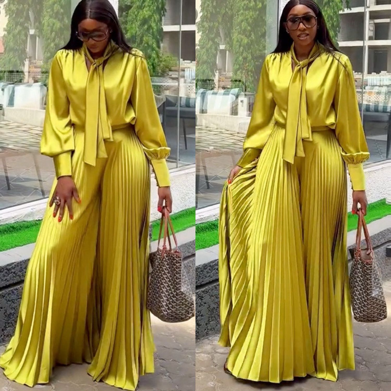 Lateran Sleeves Satin Set