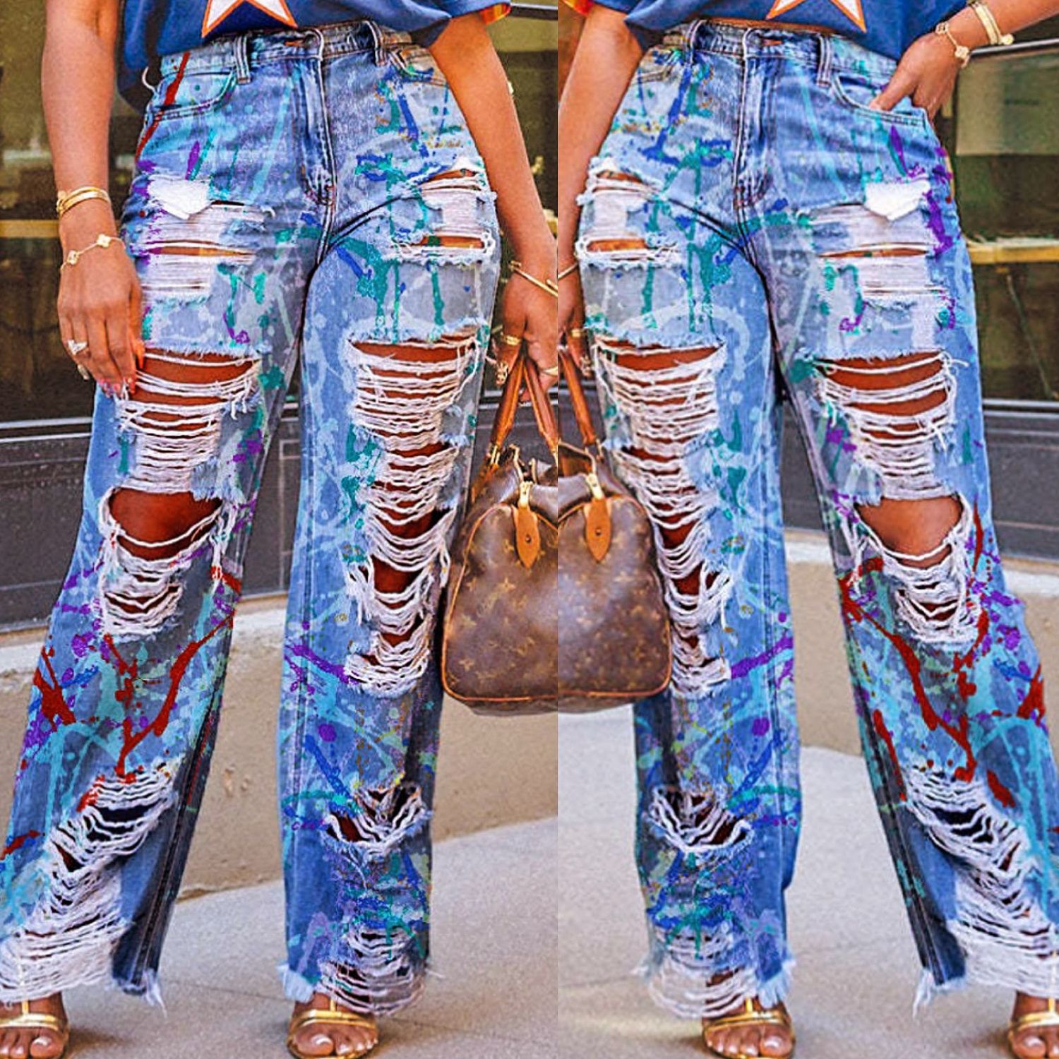 Graffiti Ripped Jeans