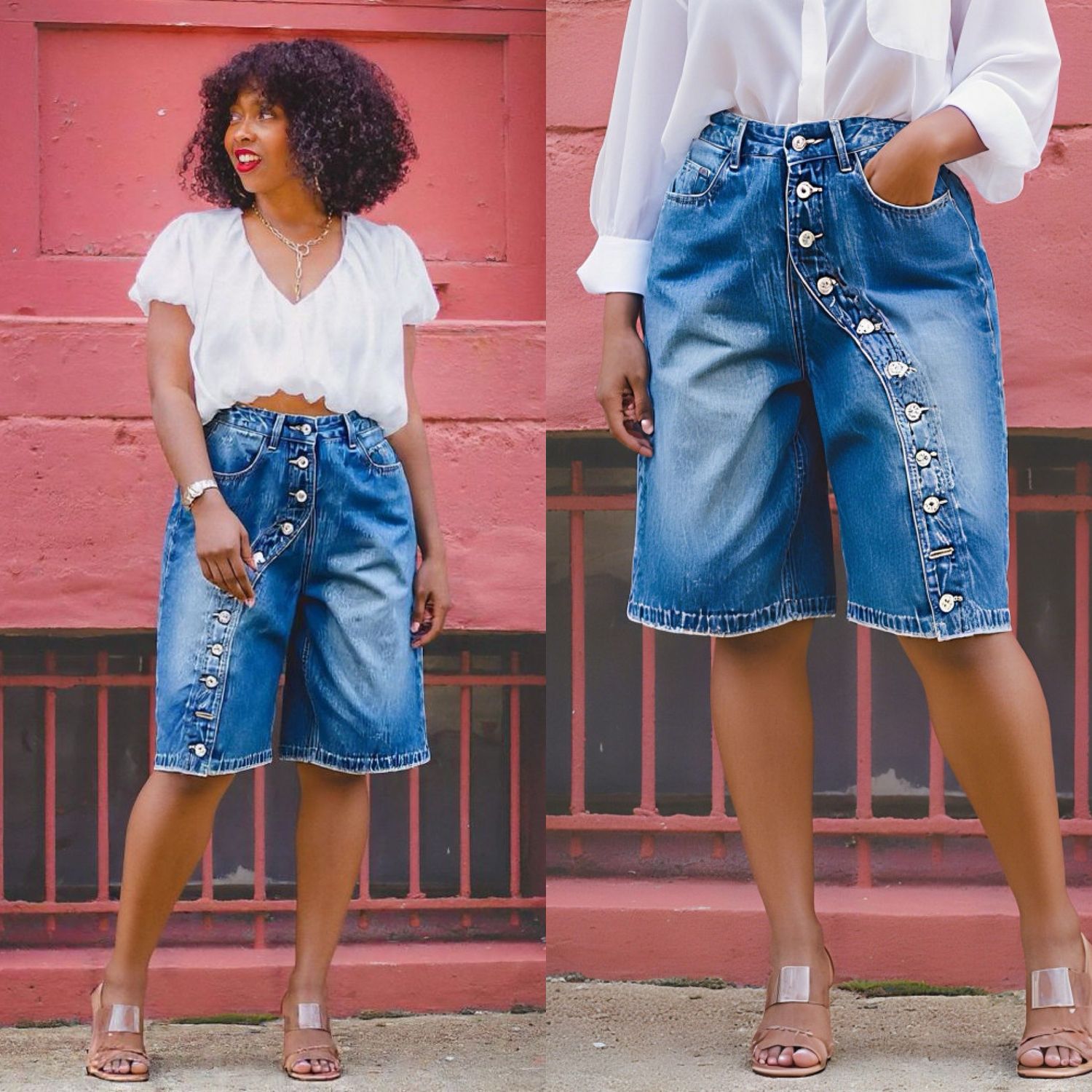 Button Down Bermuda Shorts