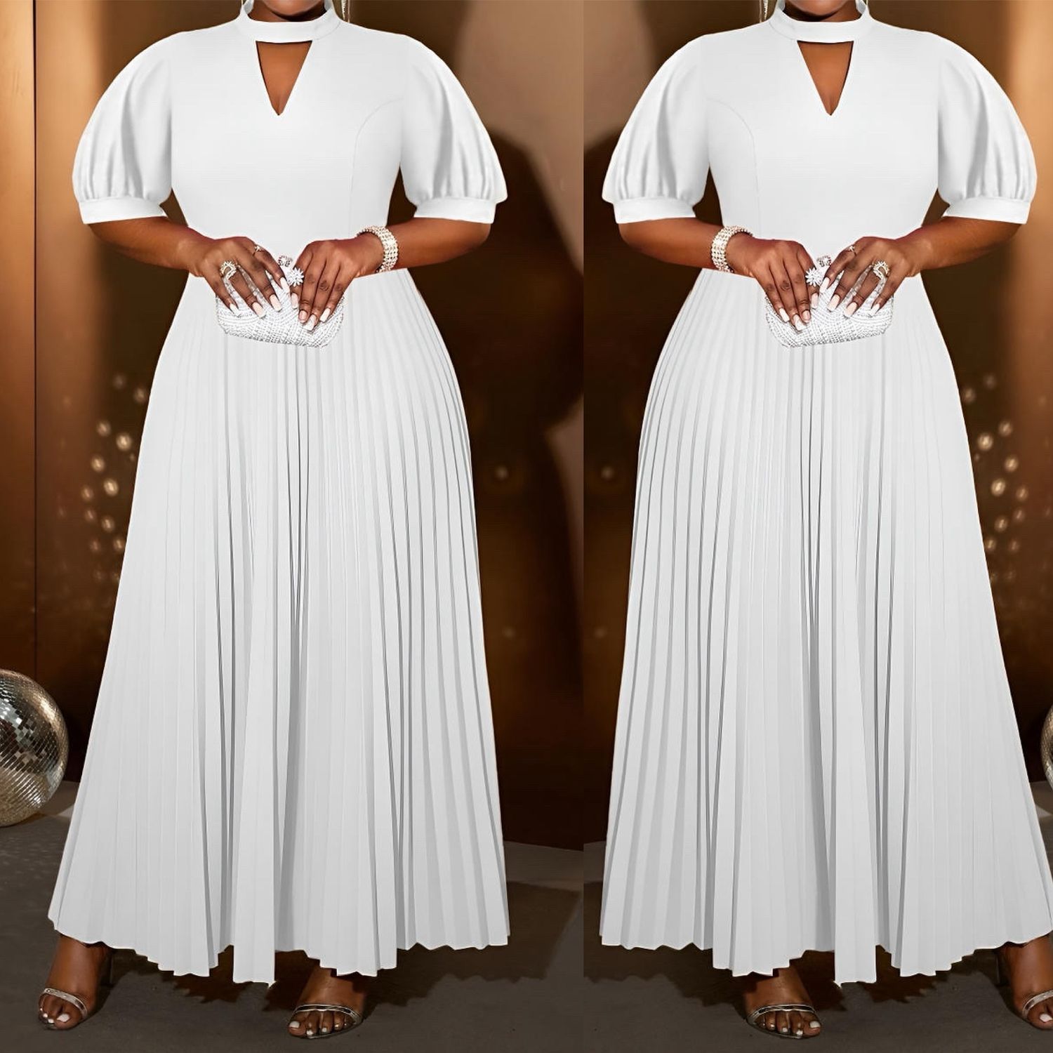 Keyhole Pleated Dress