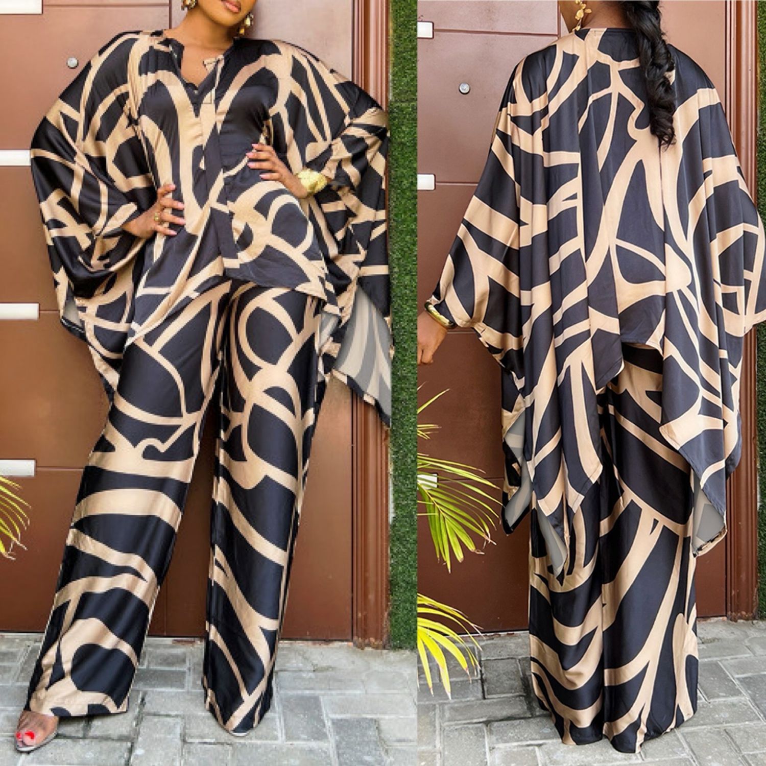 Asymmetrical Bat Sleeve Set