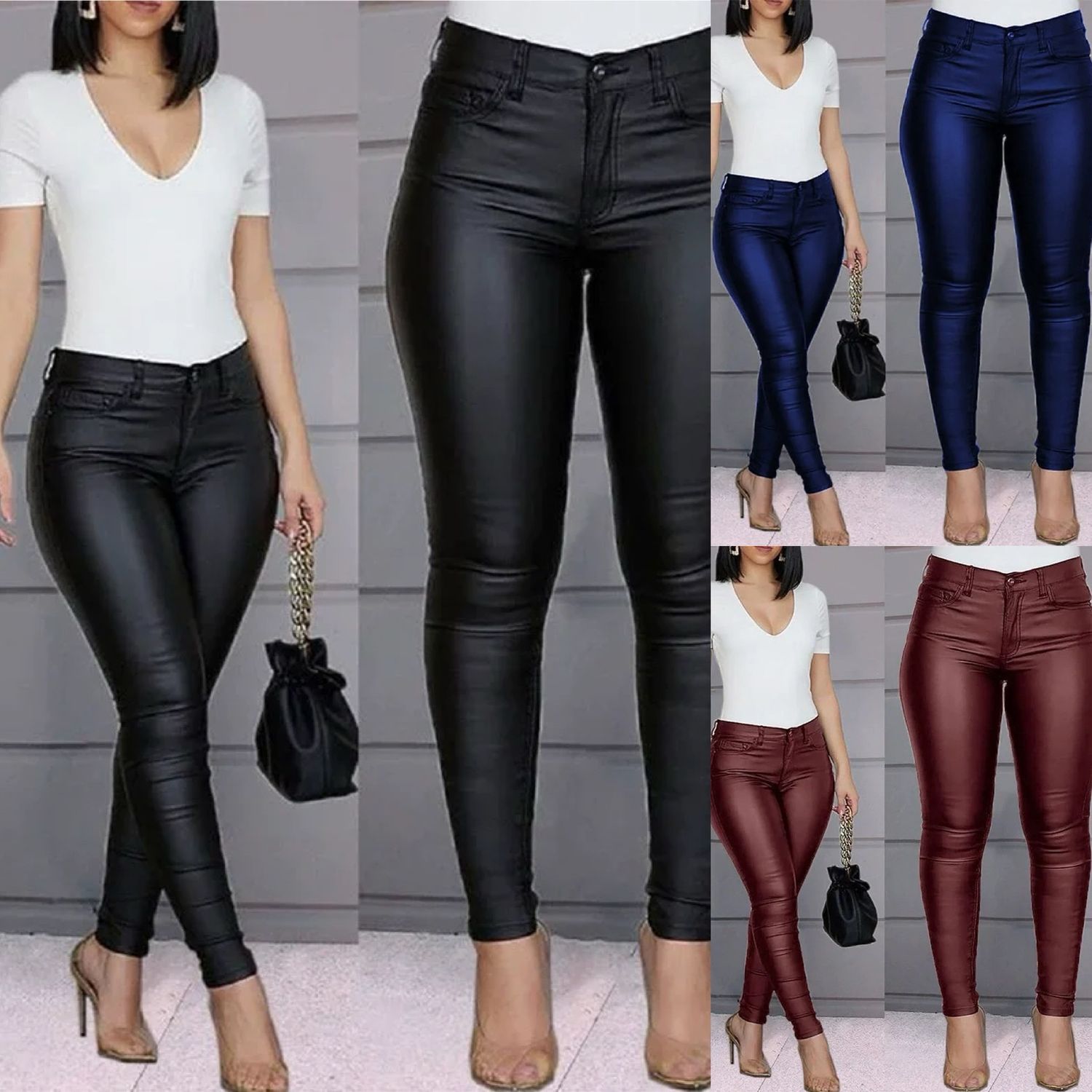 PU Leather Faux Pants