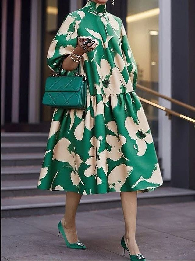 Floral Mock Neck Dress