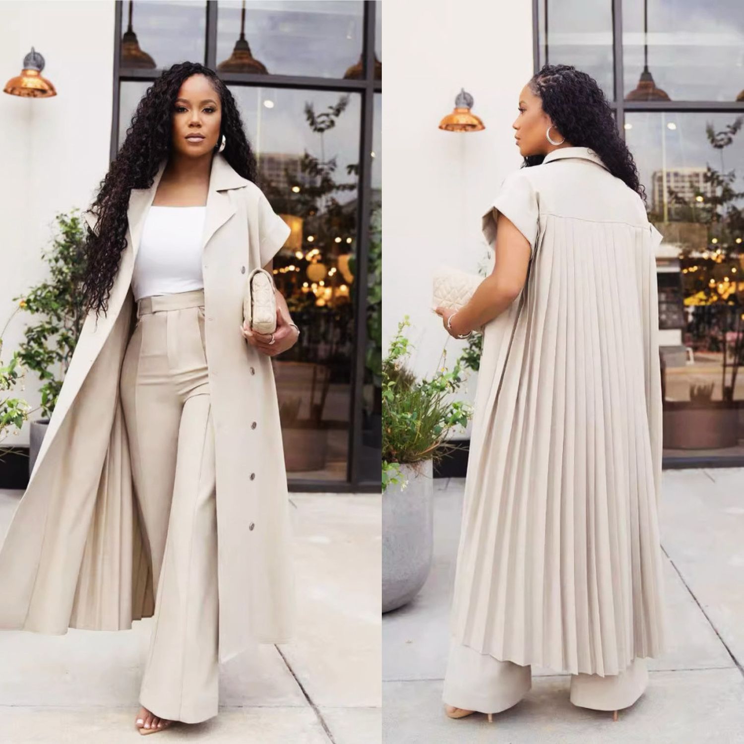 Pleated Cape Suit
