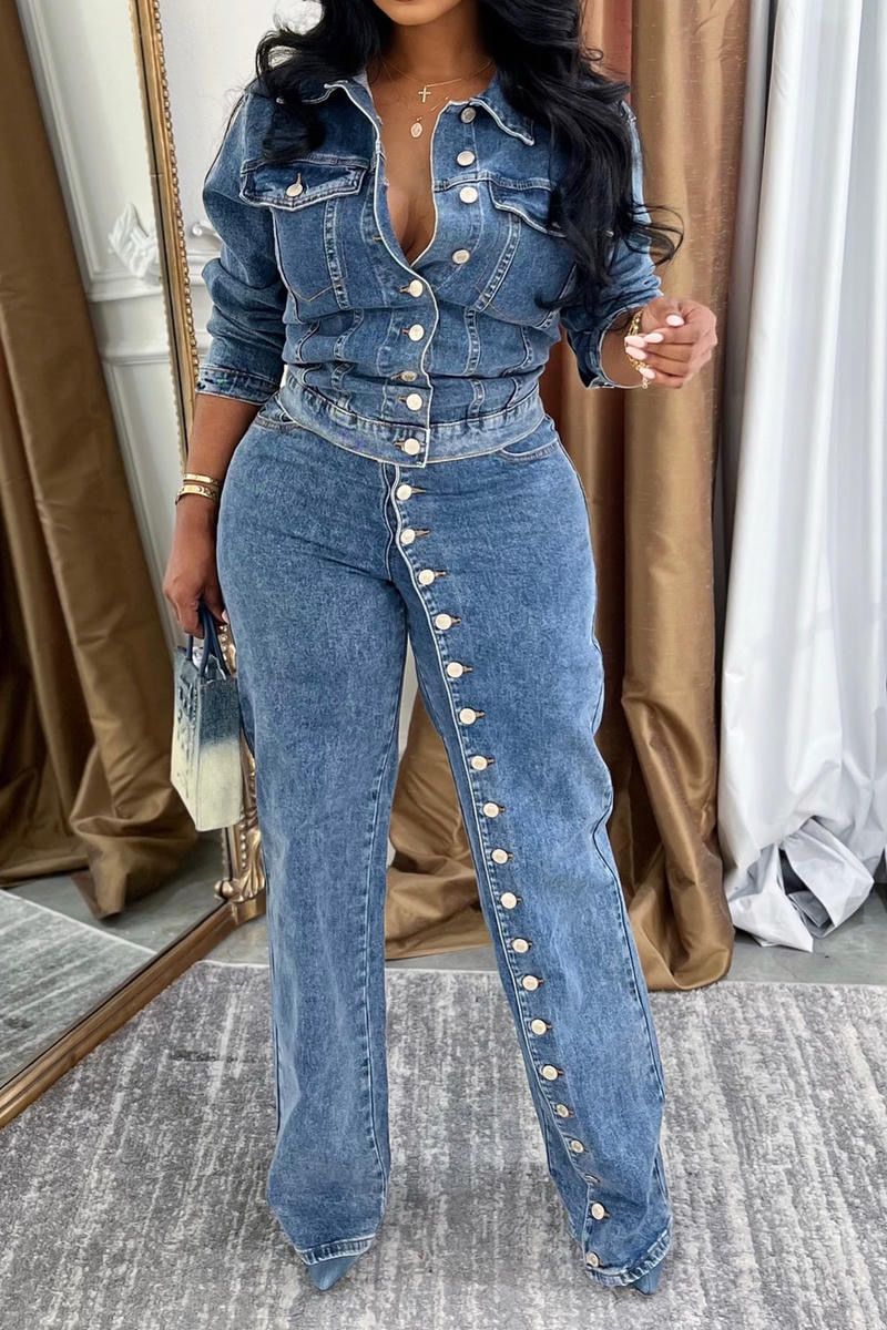 Button Down Denim Set