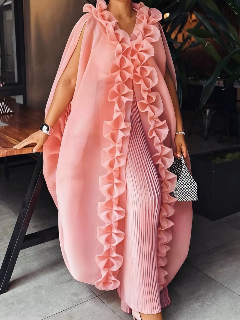 Mesh Pleated Pants Set