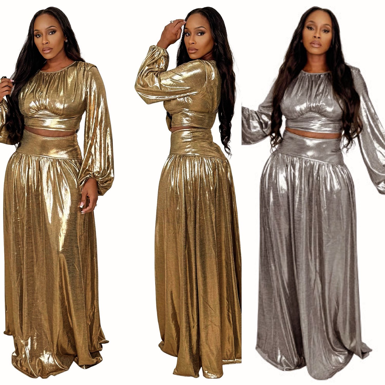 Metallic Skirt Set
