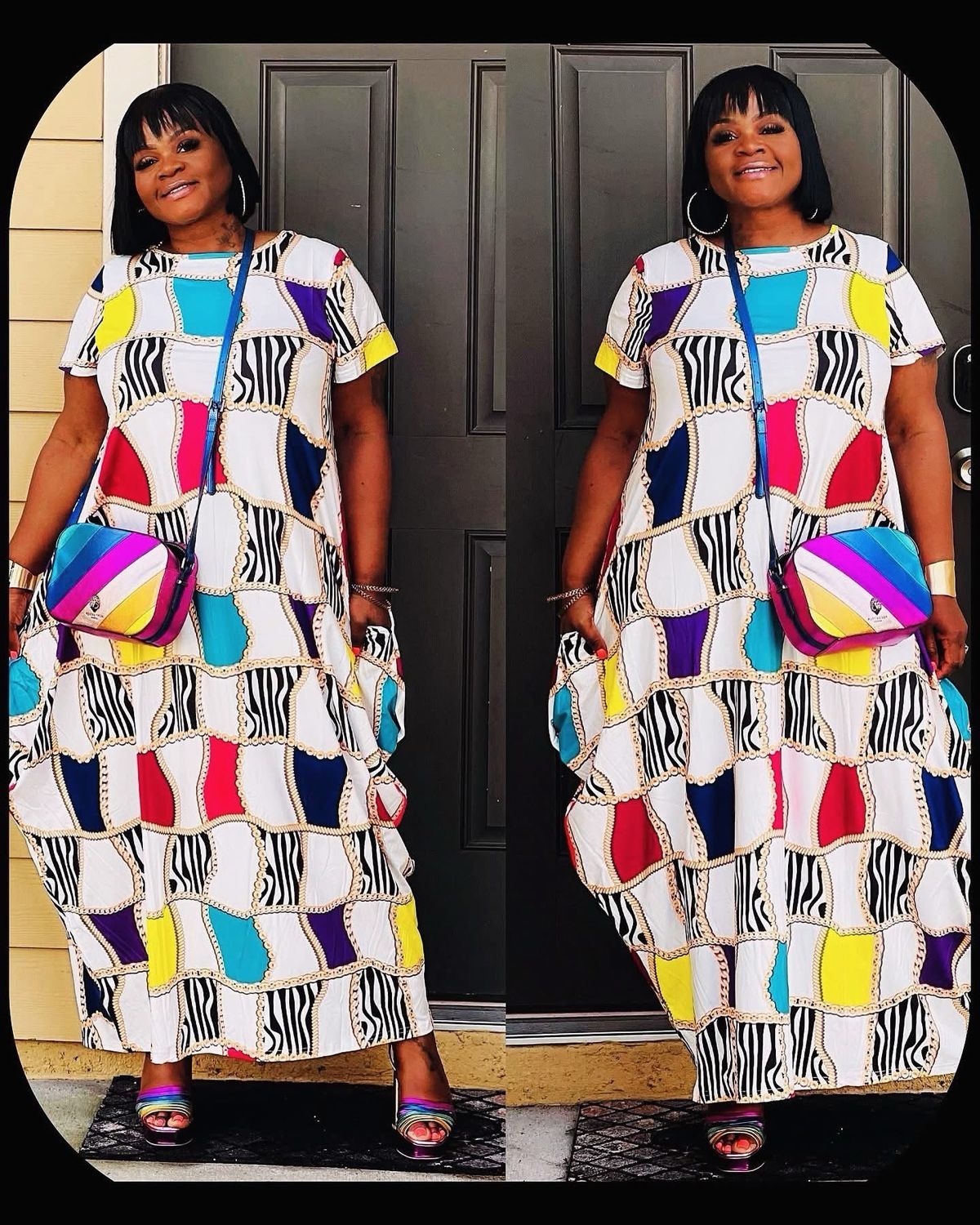 Multicolored Printed Dress