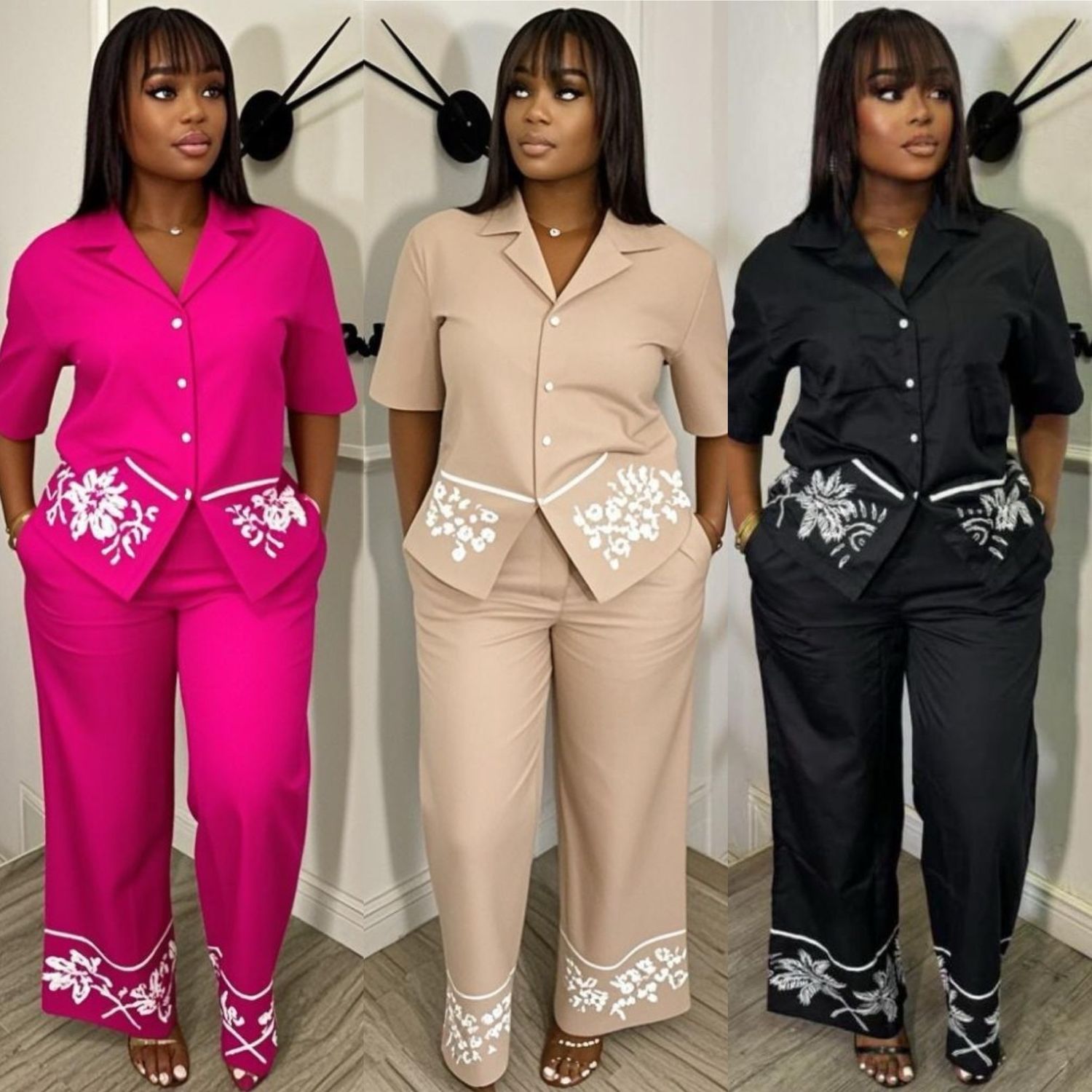 Embroidery Pants Set