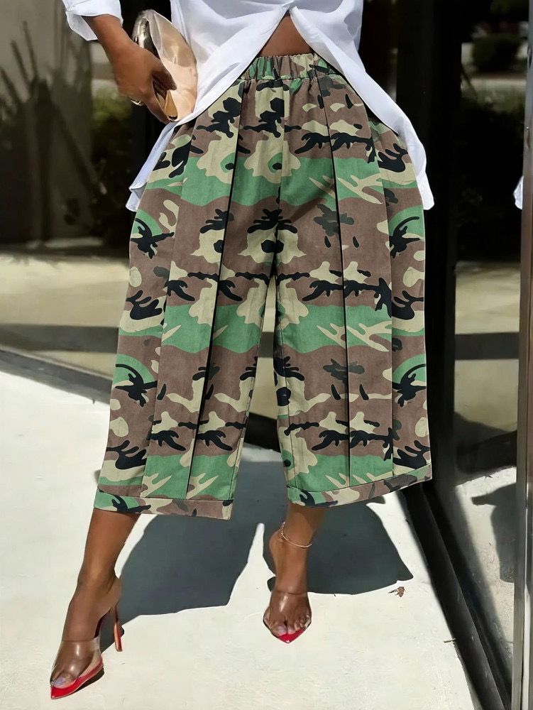 Camou Wide Leg Shorts