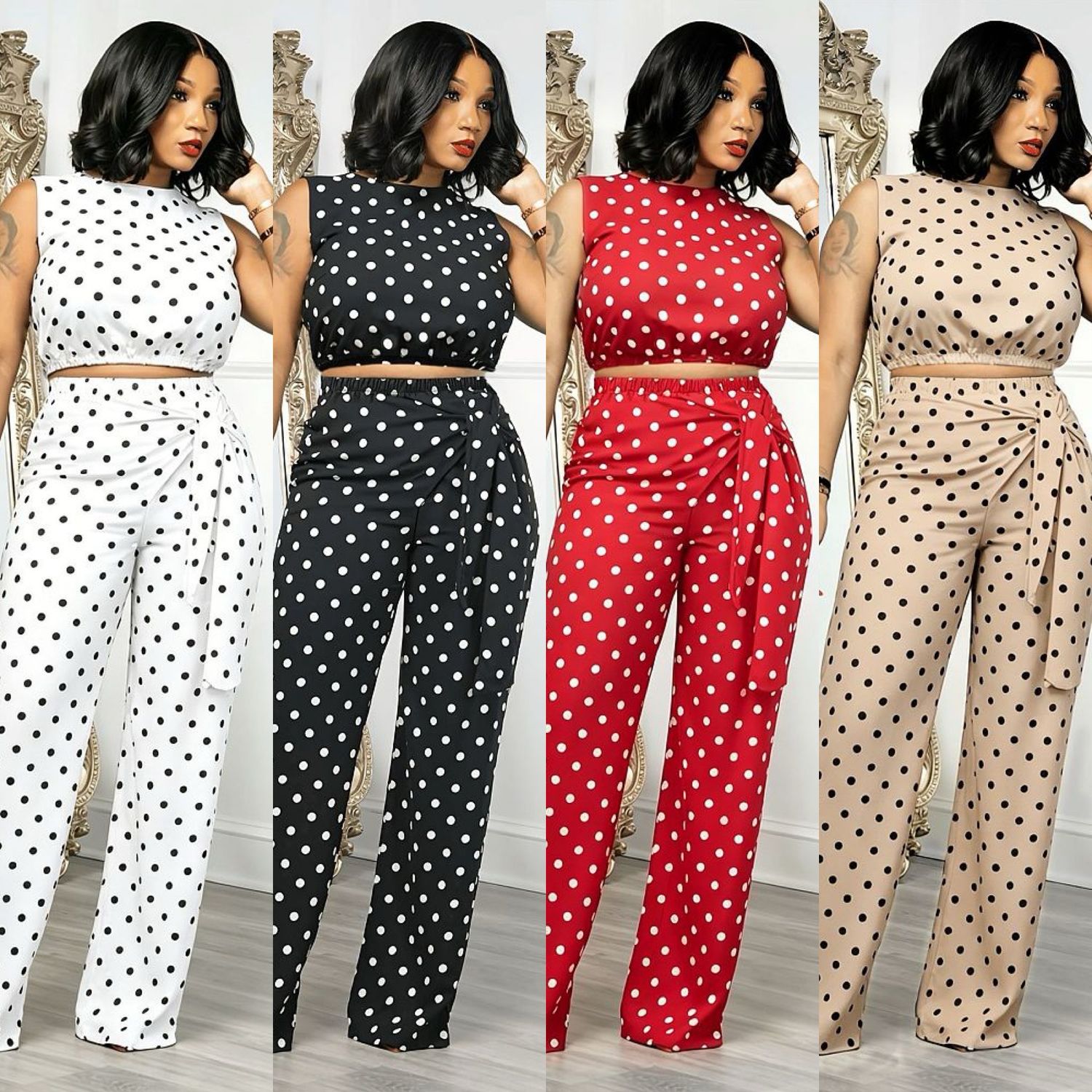 High Waist Polka Set