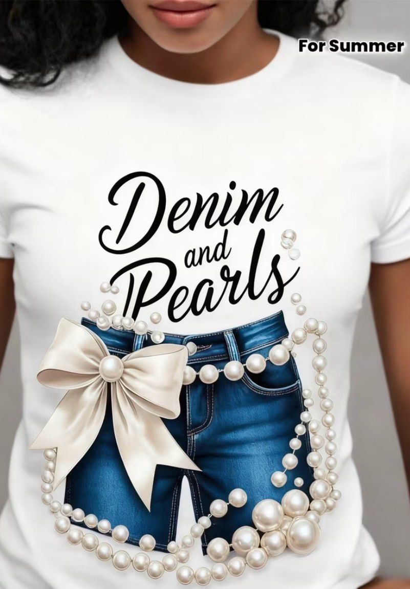 Denim Pearl Top
