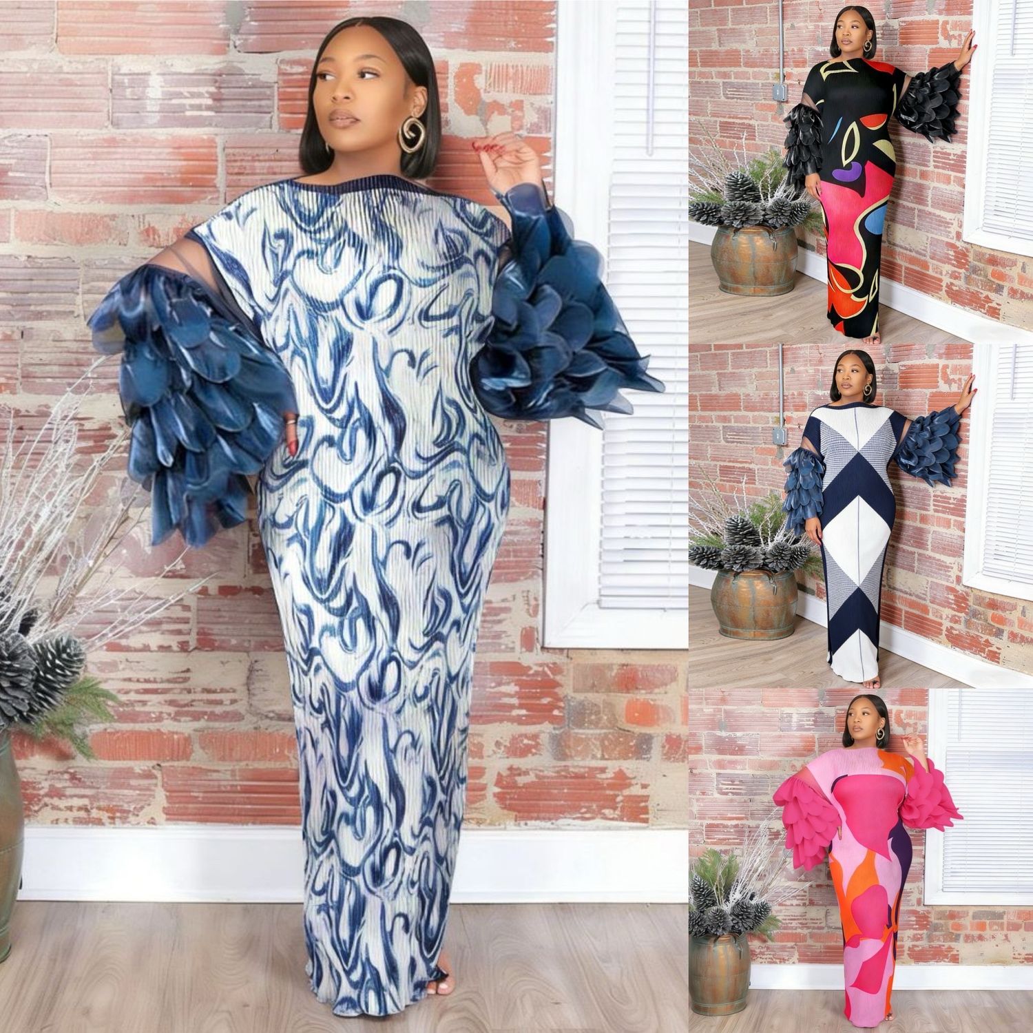Feather Sleeved Dress