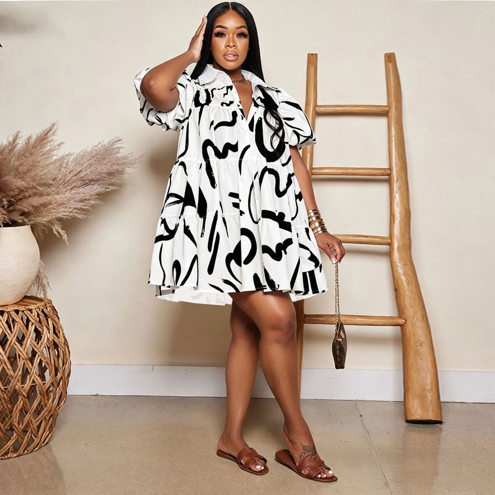 Printed Baby Doll Dress