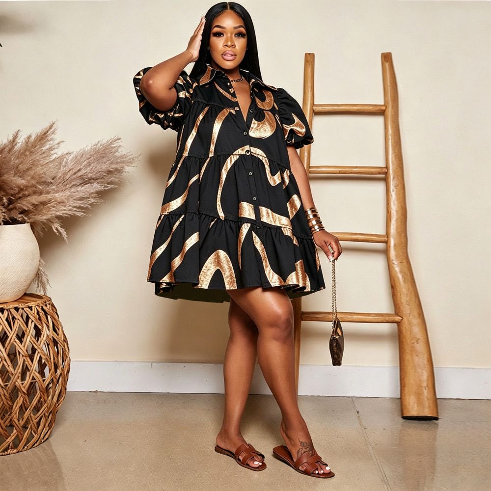 Printed Baby Doll Dress