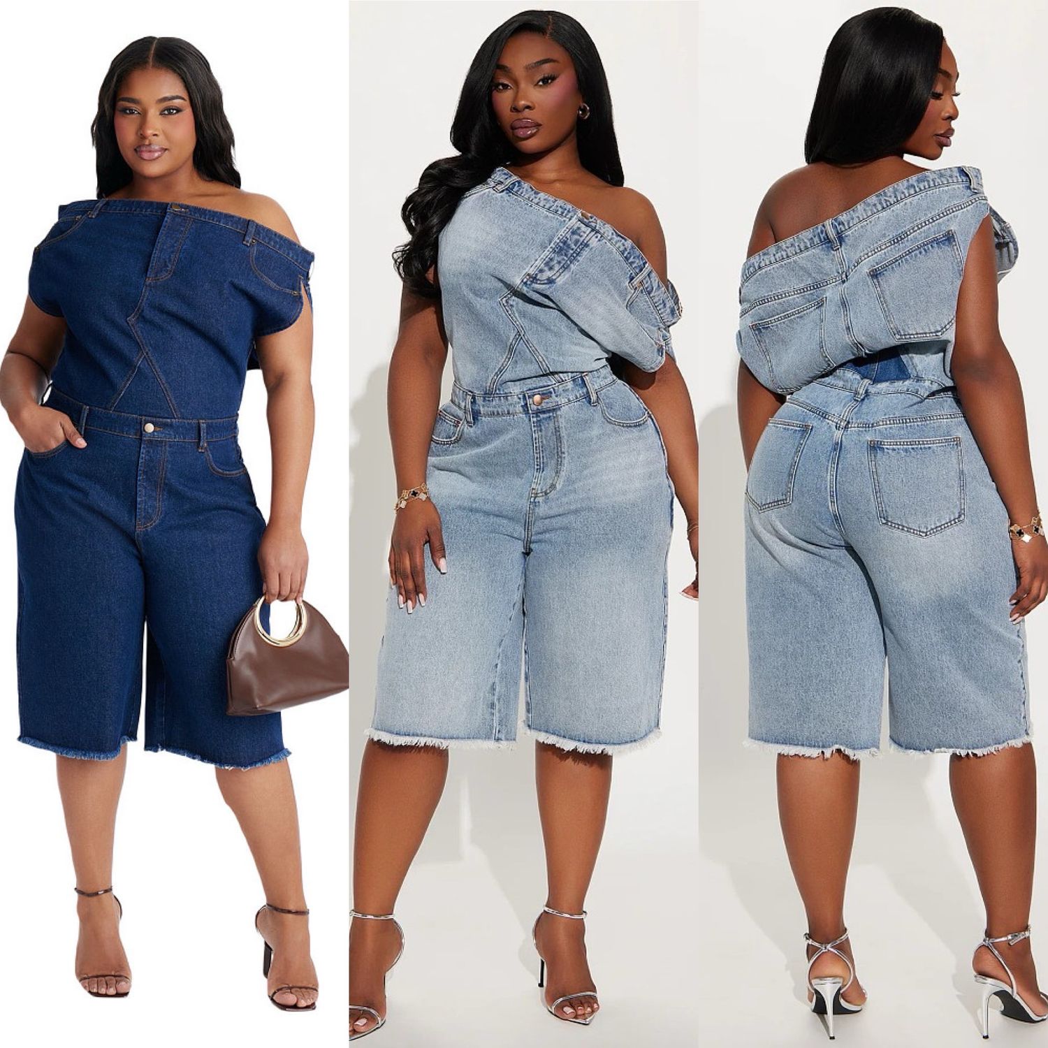 Denim Cold Shoulder Romper