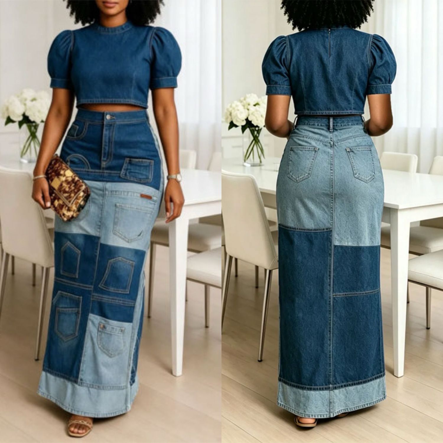 Denim Patchwork Set