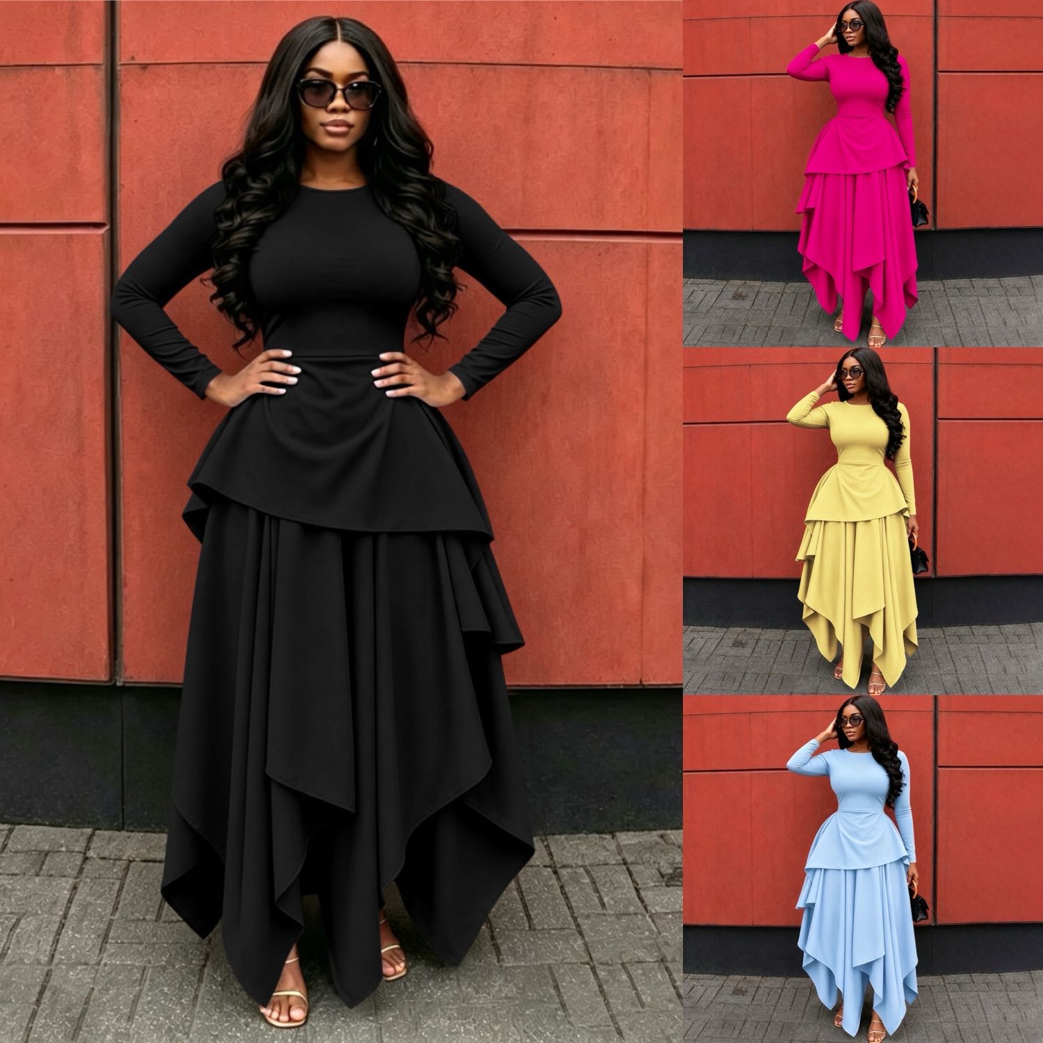 Irregular Fall Maxi Dress