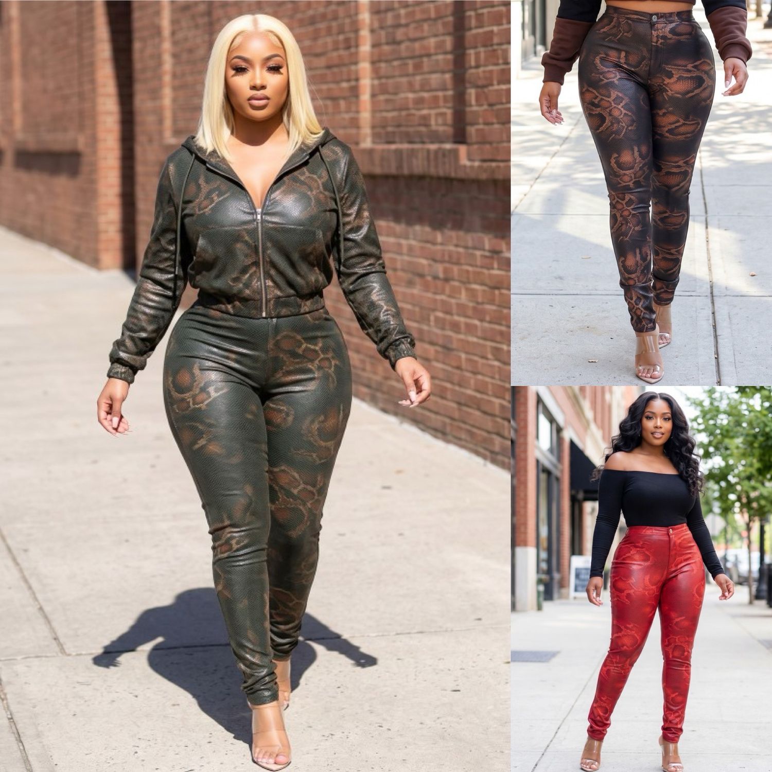 Plus Snake Print Pants