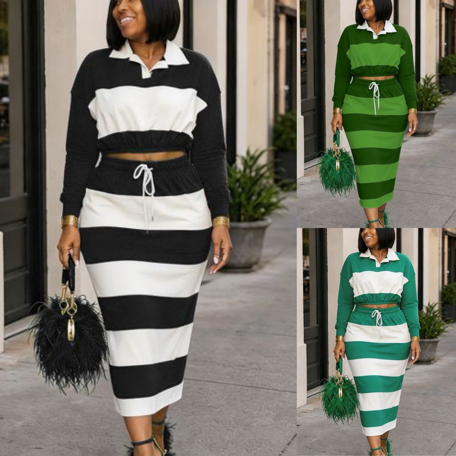 Striped Skirt Set