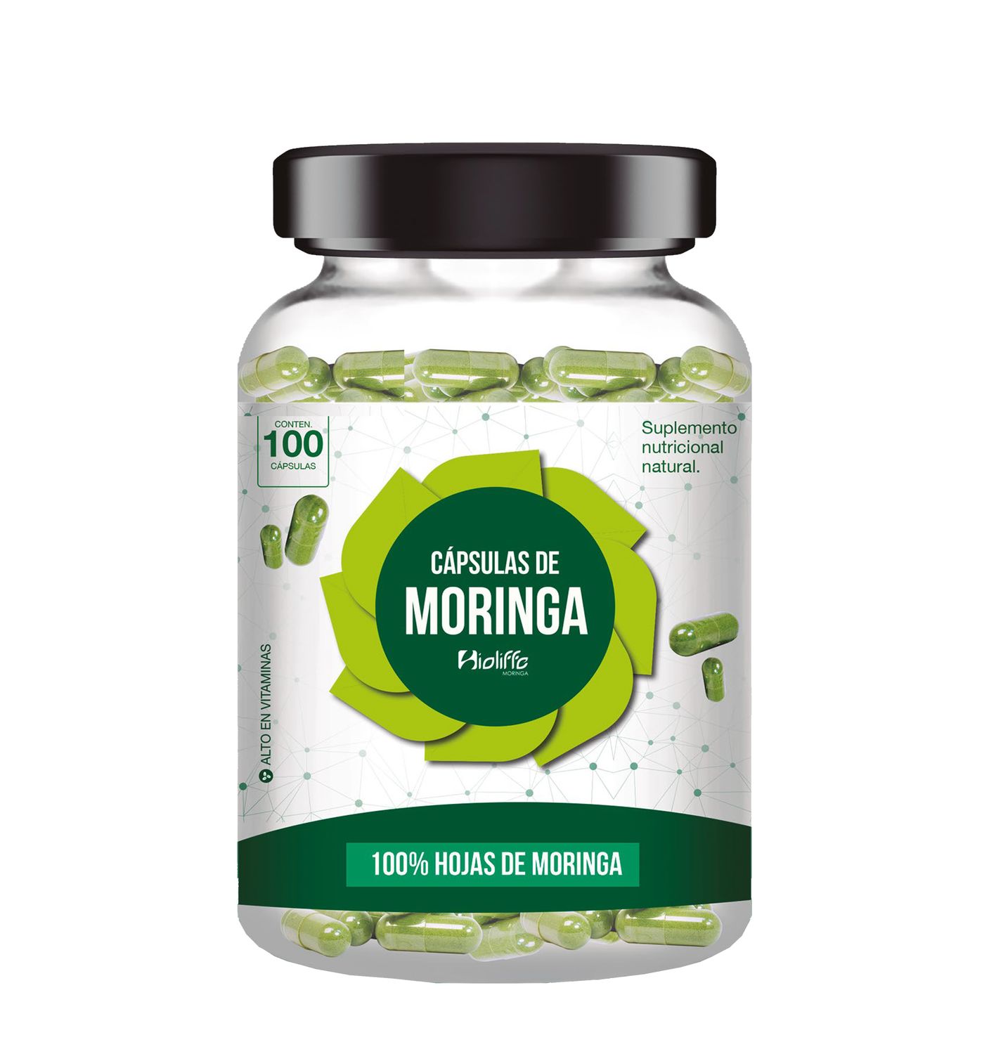 CÁPSULAS DE HOJA DE MORINGA  - frascos 100 capsulas