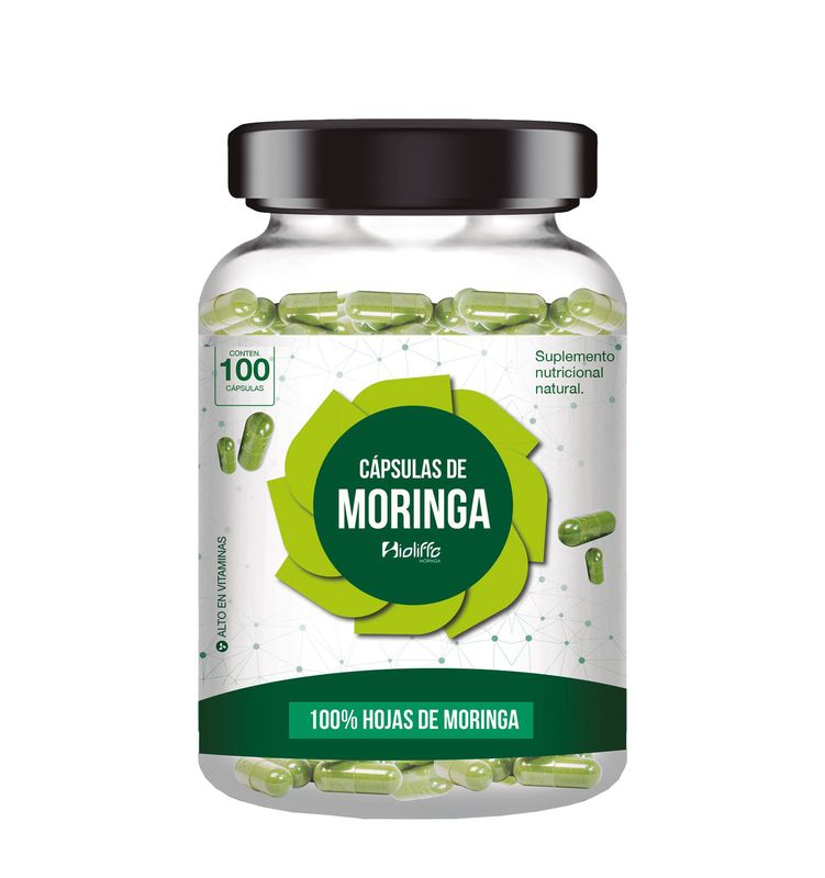 CÁPSULAS DE HOJA DE MORINGA  - frascos 100 capsulas