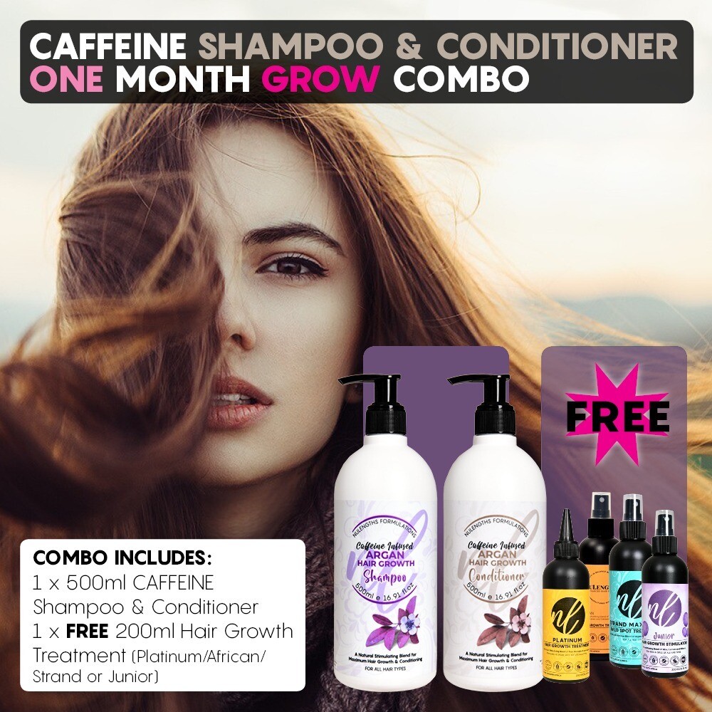 Caffeine Hair Growth Shampoo & Conditioner 1-2 Month Grow Combo