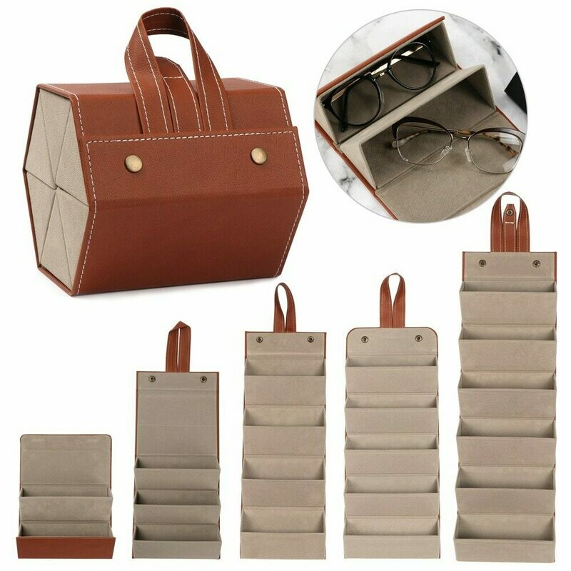 leather multiple glasses storage case