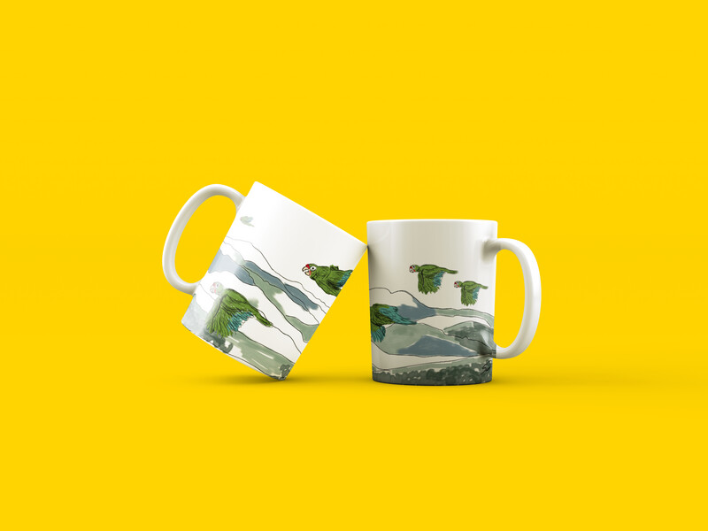 Taza/Mug Cotorras en Vuelo