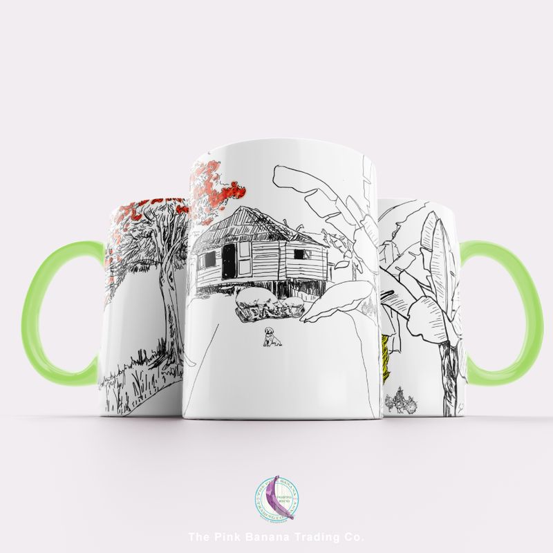 Taza Verde Claro Jíbaro, Estampas de Boriquen Mug