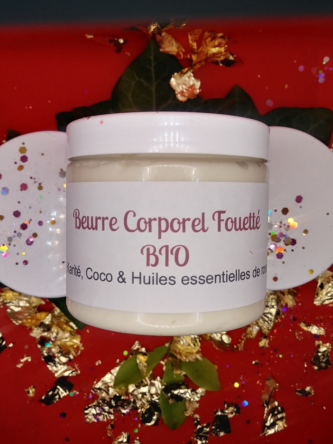 Beurre BIO (Chantilly) Corporel fouetté de Karité et Coco aux huiles éssentielles de Rose