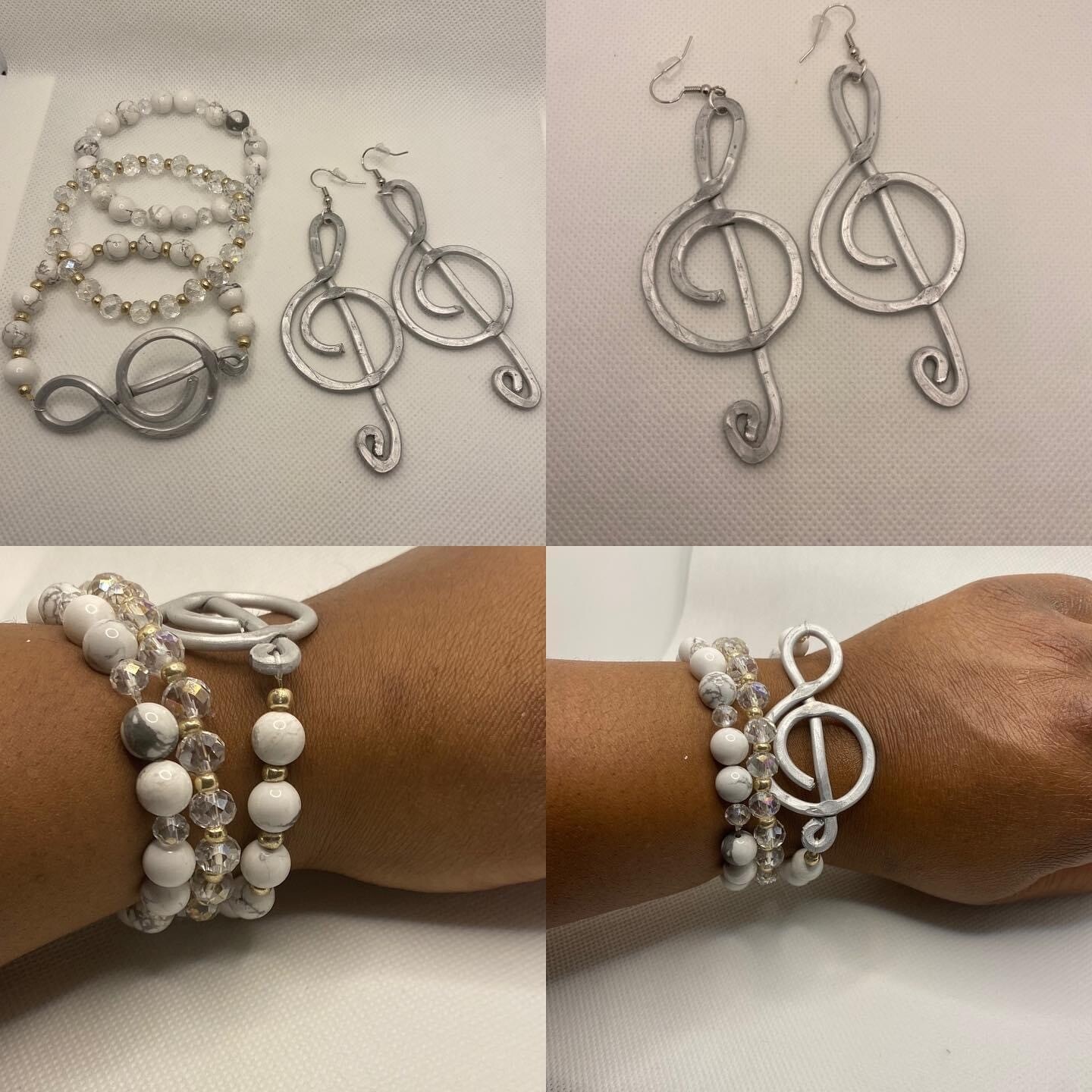 Howlite white Clef note set