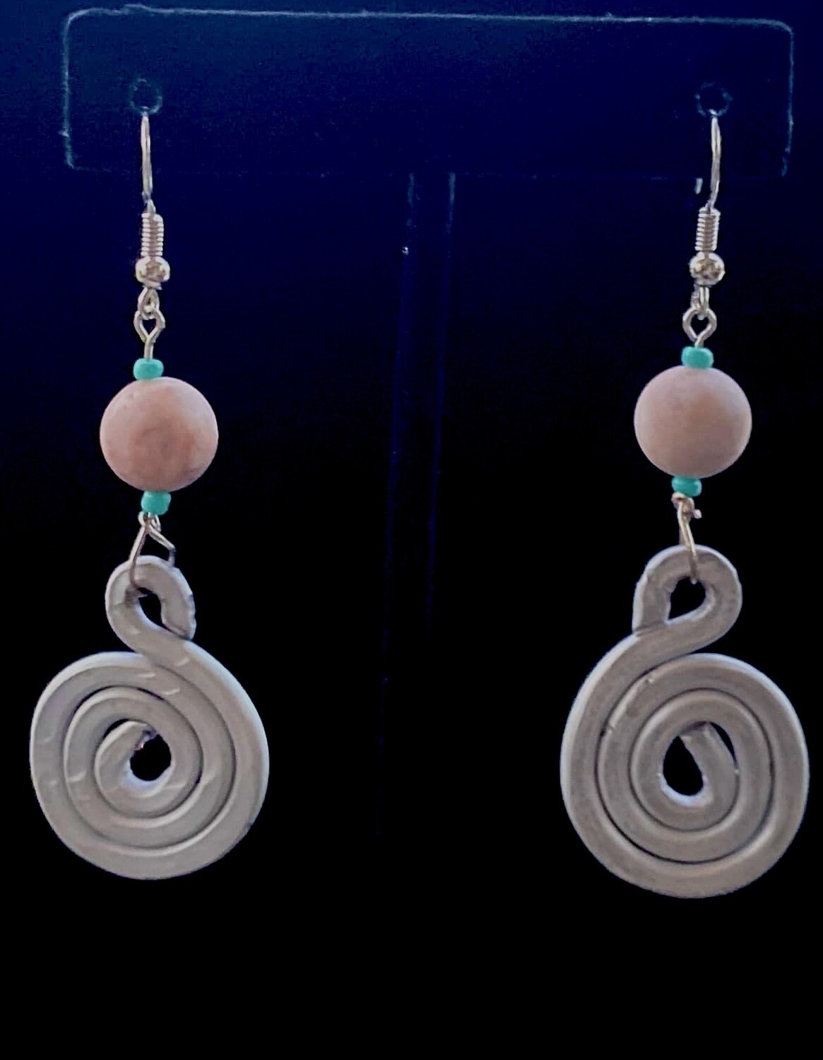 Pink Zebra stone swirl earrings