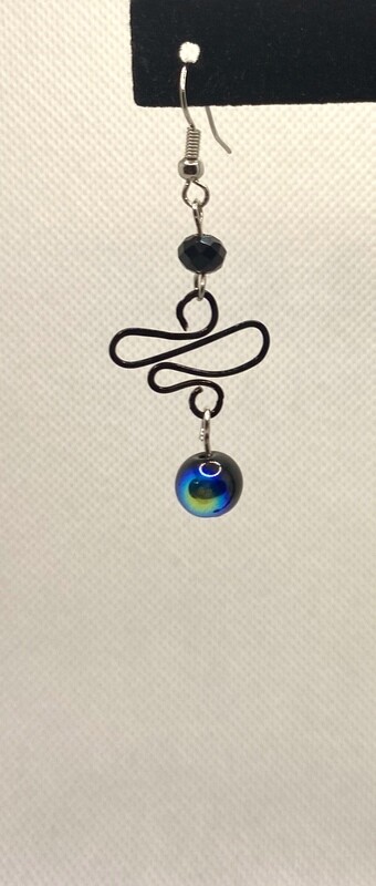 Black galaxy hiero earrings
