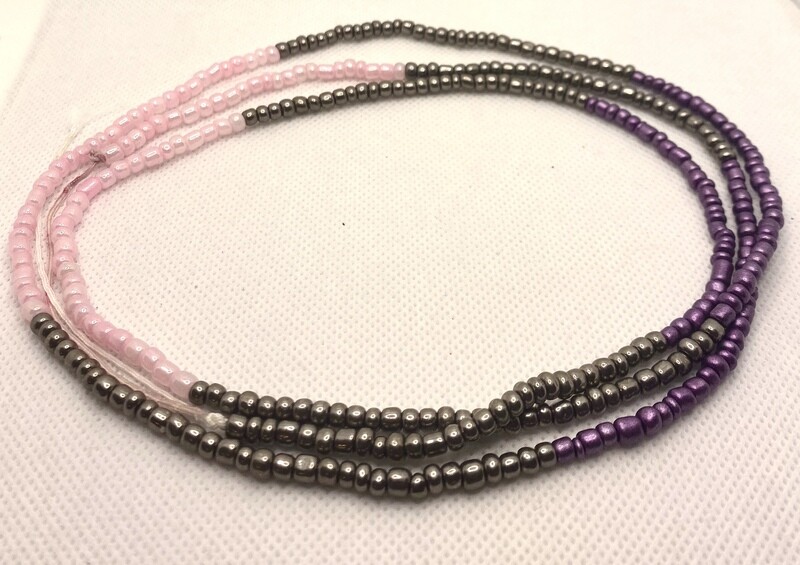 Waist beads-Lavender &amp; Rose