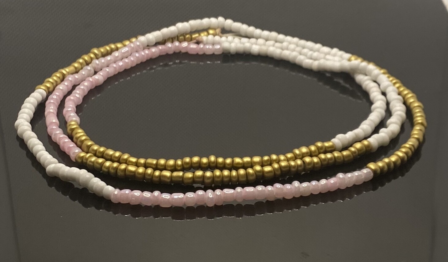 Waist beads- Pretty Pink &amp; White