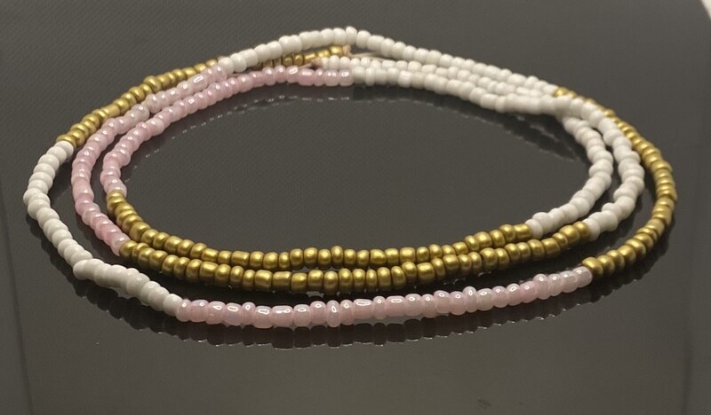 Waist beads- Pretty Pink &amp; White