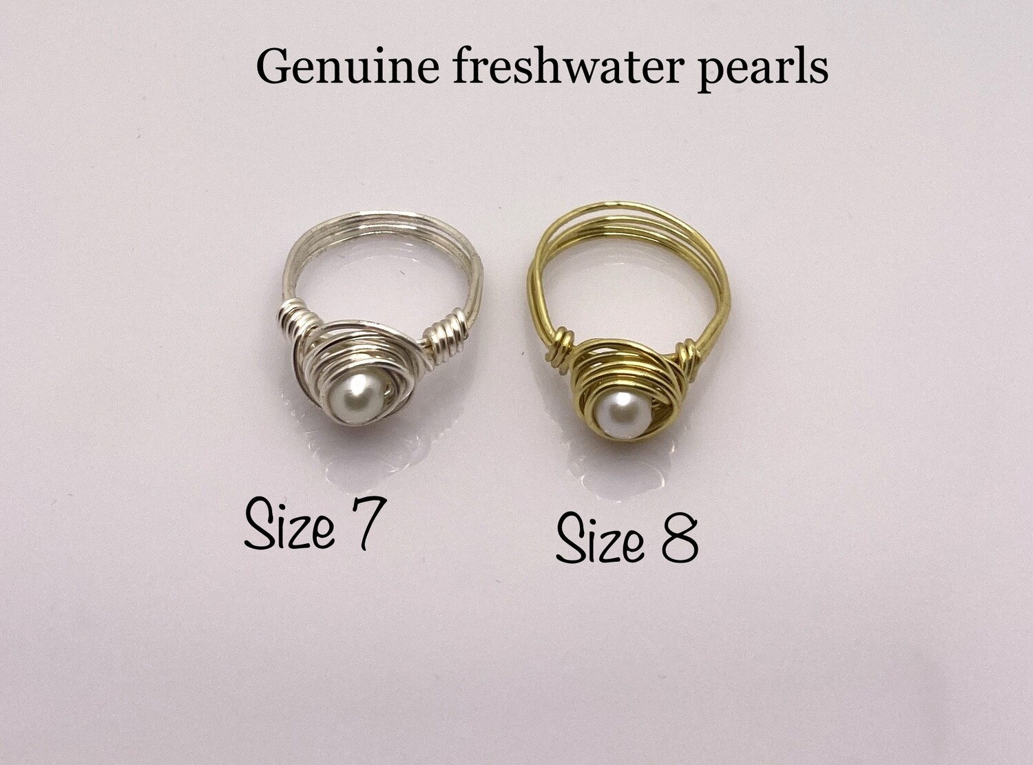 Authentic pearl wire ring