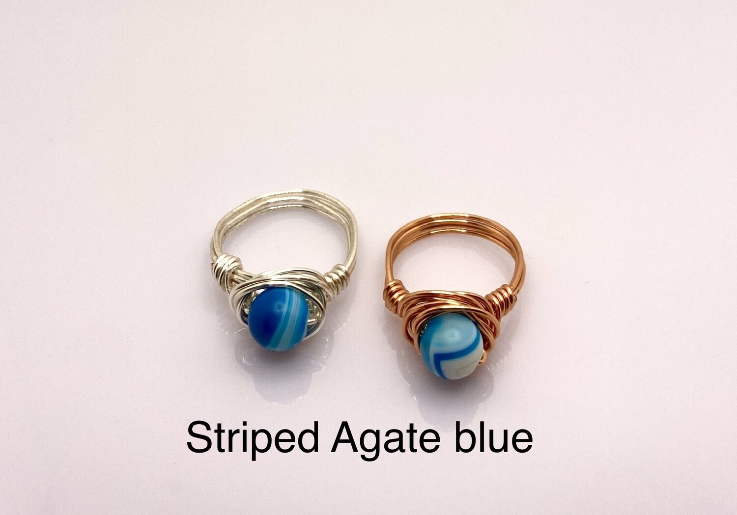 Striped Agate blue ring
