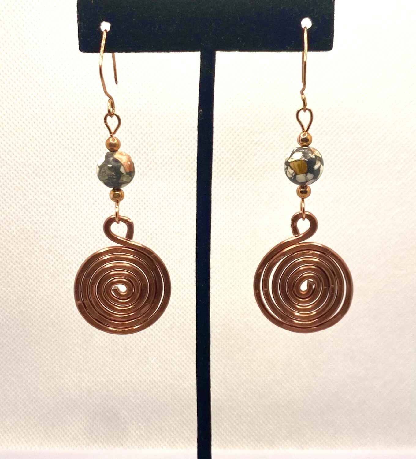 Howlite &amp; Copper swirl earrings