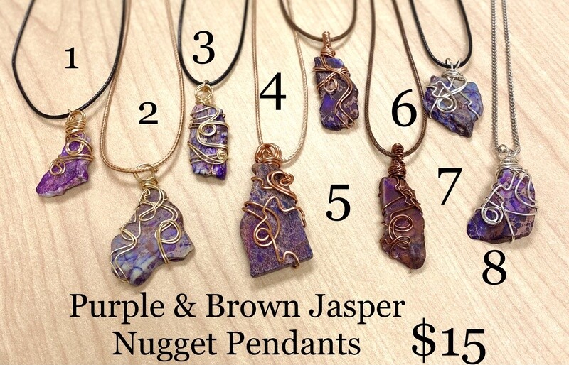 Purple &amp; Brown Jasper Nugget Pendants (various)