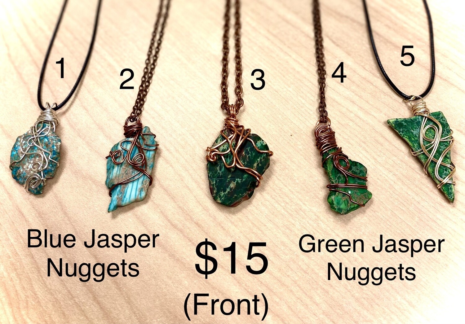 Blue/Green Jasper nugget pendants (various)