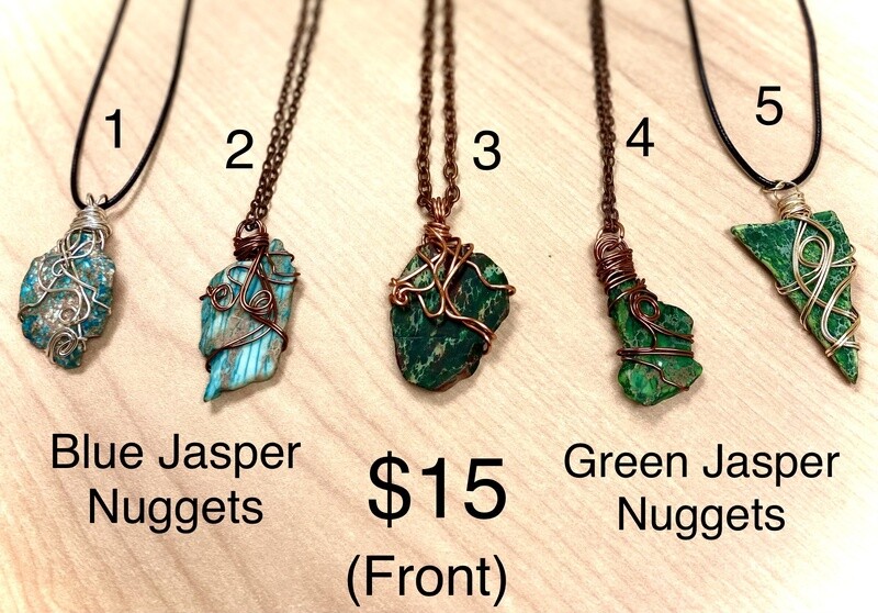 Blue/Green Jasper nugget pendants (various)