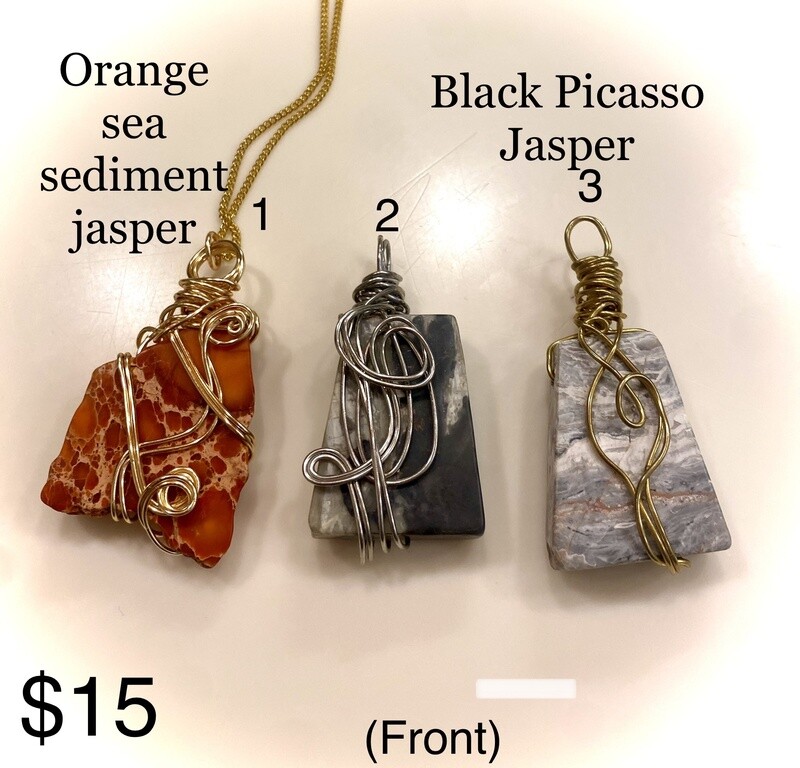 Orange Jasper/ Black Picasso Jasper pendants