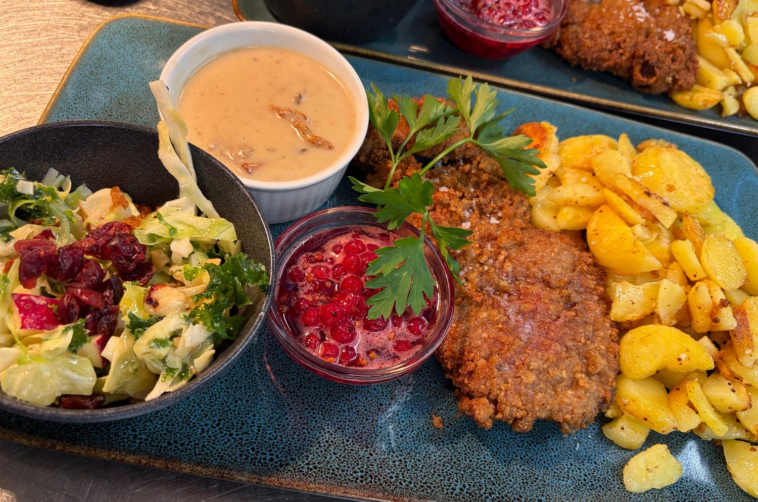 Jægerschnitzel af kalvefilet