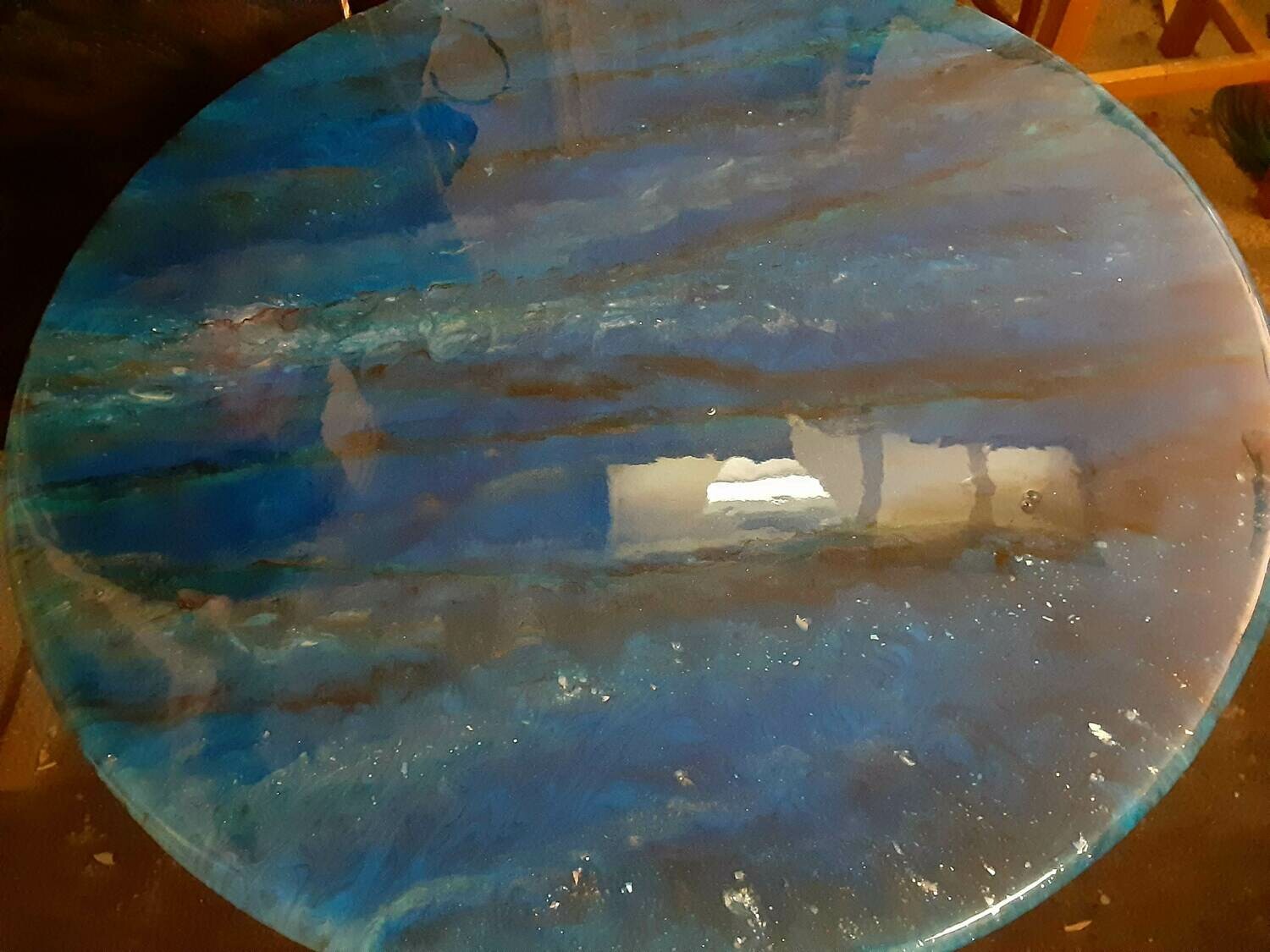 epoxy table resin art Hand painted Hand built with reclaimed materials