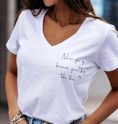 V-Neck Printed Cotton Shirt