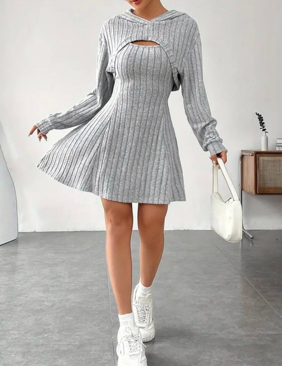 2 Pieces Ribbed Dress