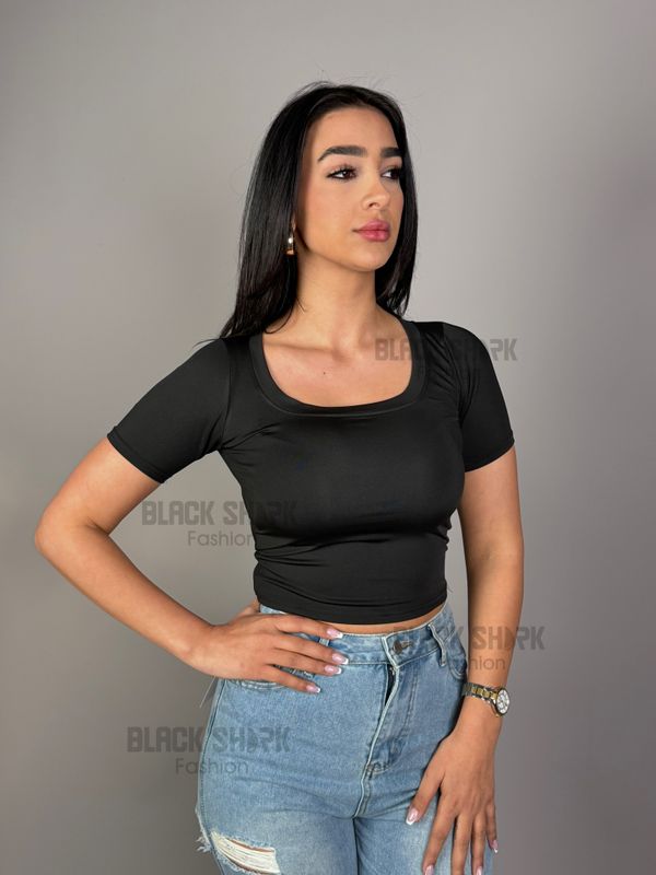 Square Neck Short Sleeve Crop